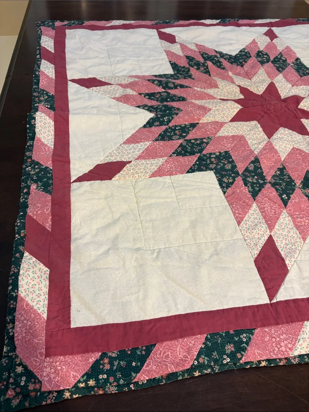 Hand Crafted pink Star Patchwork Quilt Square